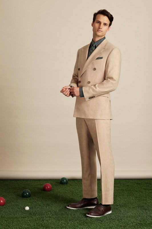 Spring Summer 20 Menswear, Canali, Tailored Double Breasted Suit in Beige Color