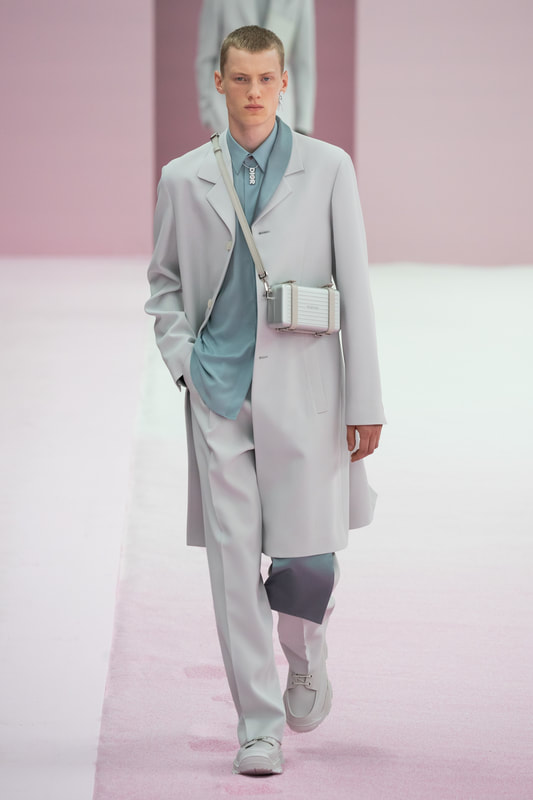 Spring Summer 20 Menswear, Dior, Suit in Neo Mint with Cross Body Bag