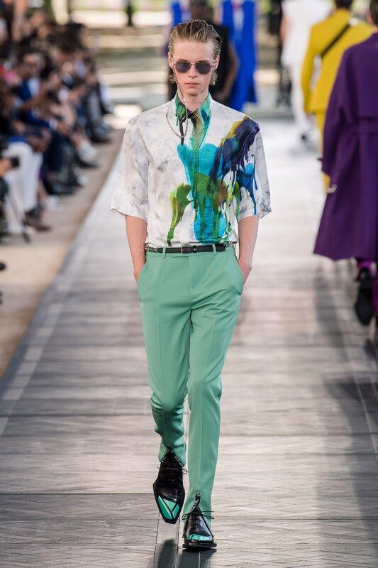 Spring Summer 20 Menswear, Belruti, Marble Print Shirt with Neo Mint Trousers 