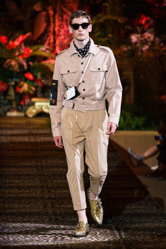 Spring Summer 20 Menswear, Dolce & Gabanna, Tailored Safari Suit Suit with Cross Body Bag